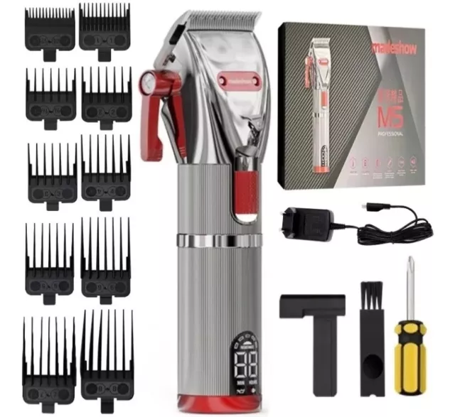 MadeShow M5 Hair Clipper, Ergonomic Design Curved Blade Pure Aluminum Metal Body