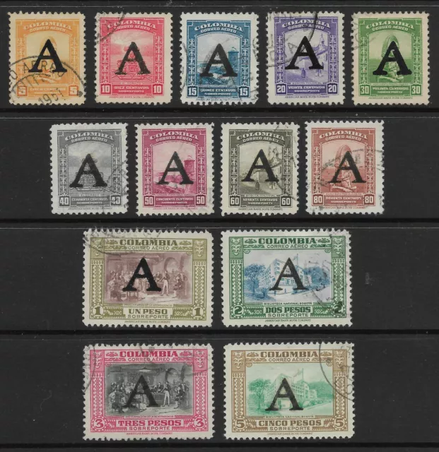 Stamps-Colombia-Avianca. 1950 Große Solid “Ein ” Überdruck Set Sg : 1/13. Fein