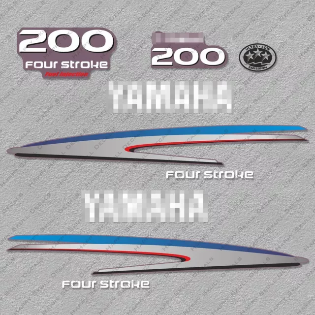 Yamaha 200 HP Four Stroke Outboard Engine Decals Sticker Set reproduction