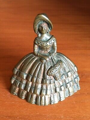 Beautiful antique and rare decorative bronze table bell, victorian lady shape