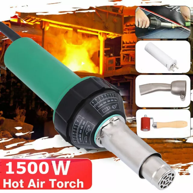 1500W Hot Air Torch Gun 110V Plastic Welding Heat Welder Nozzles Rod Roller US
