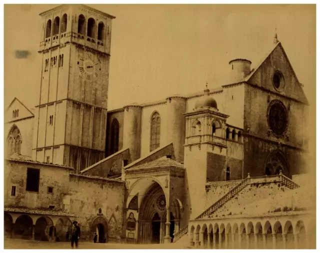 Italie, Assisi, Basilica San Francesco Vintage albumen print,  Tirage albumi