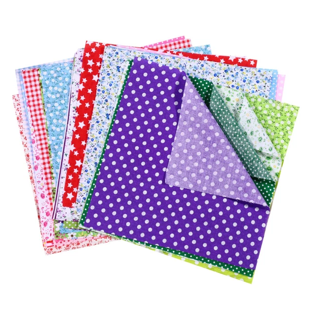 Paquetes de 5 colores de tela estampada de algodón tejida lisa hecha a mano Toyvian B