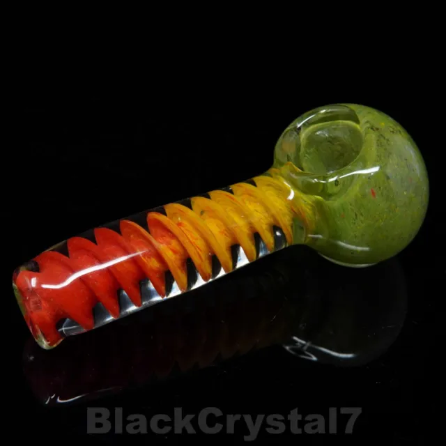 4.5 in Handmade Heavy Thick Red Green Swirl Tobacco Smoking Bowl Glass Pipes