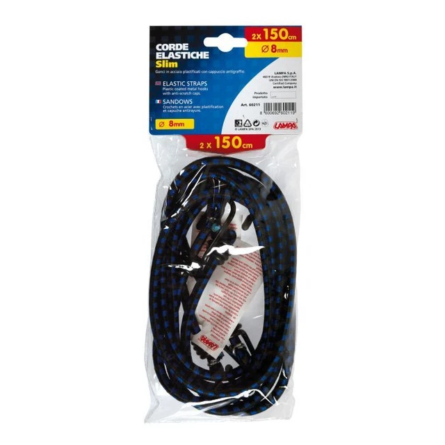 Coppia Corde Elastiche Cm.150 Slim 8mm Lampa 60211 - GARANZIA ITALIA