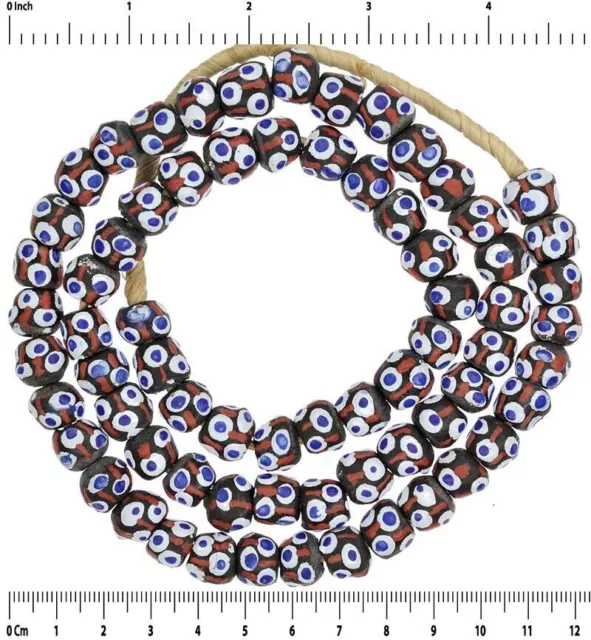 Afrikanische handgefertigte Perlen aus recyceltem Glaspulver Krobo...