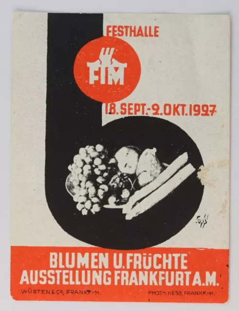 Flowers & Fruit Expo Frankfurt 1997 German Poster Stamp Ad Label