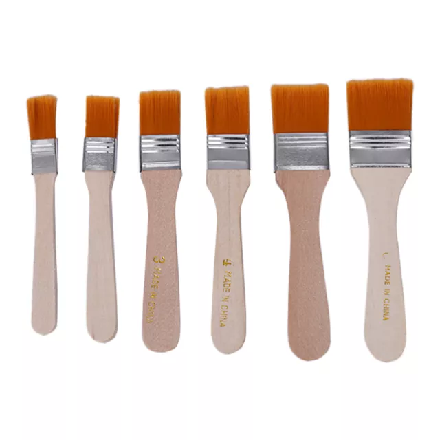 6x Paint Brushes Nylon Painting Brush Set Art Wood Color Paintbrushes Craft