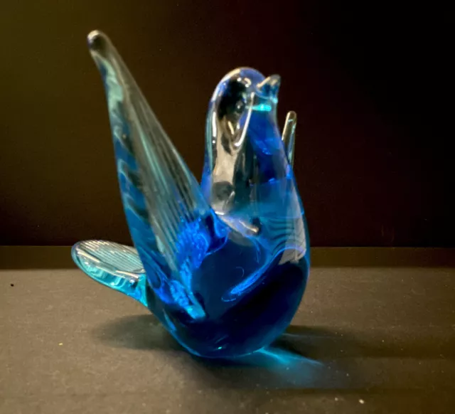 Signed FM Ronneby Konstglas Sweden Art Glass Bird Paper Weight Figurine