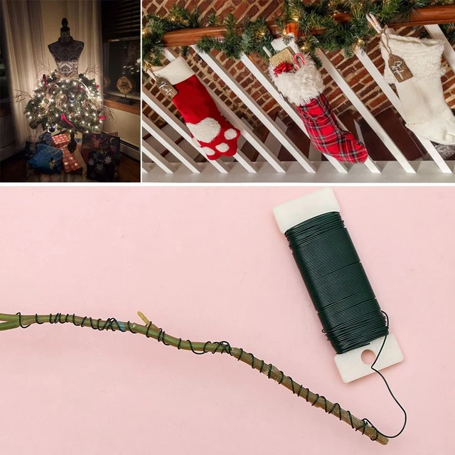 Wrapping Xmas Green Rope Plastic Coated Wire Paddle Wire for Crafts Floral Wire