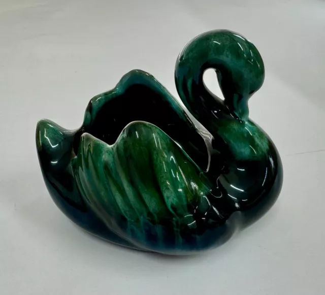 Vintage Canadian Blue Mountain Pottery Swan Planter Bowl Ornament