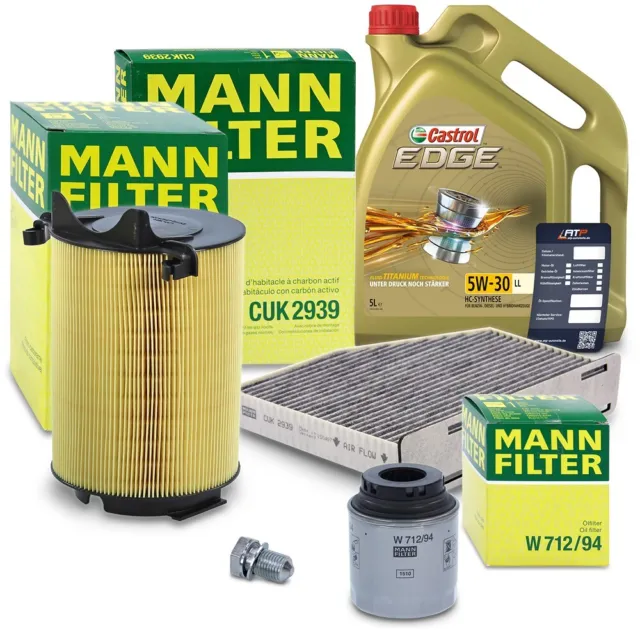 Mann-Filter Kit Tagliando+5L Edge Fst 5W-30Ll Per Skoda Superb 2 1.4 Tsi 10-15