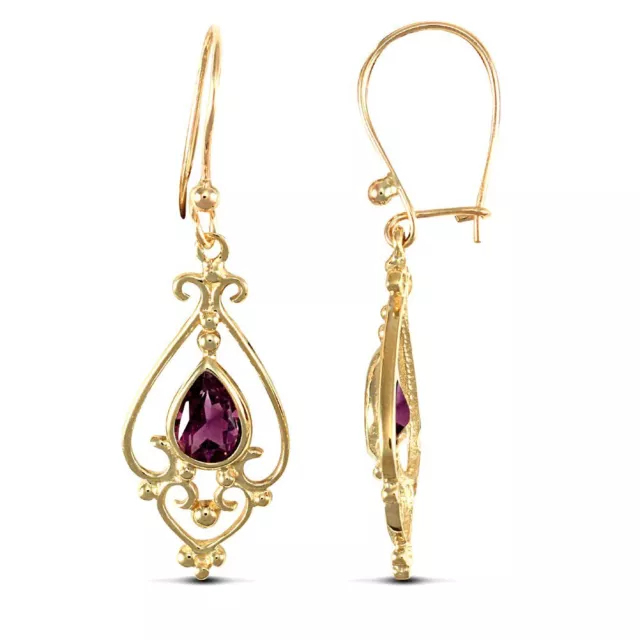 9CT YELLOW GOLD Chandelier Drop Earrings Set Amethyst Stone $284.03 ...