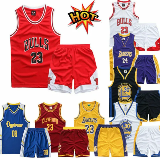 Unisex Kids basketball kit training suit boy girl sport vest shirt shorts Au