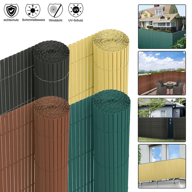 TATIVALO PVC Sichtschutzmatte 160x400cm Anthrazit - Doppelt Verstärkt, UV-beständig Für Balkon & Gartenzaun