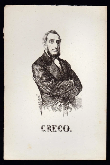 Antonio Greco Incisione Xilografia '800 Uomo Politico Deputato Regno D' Italia