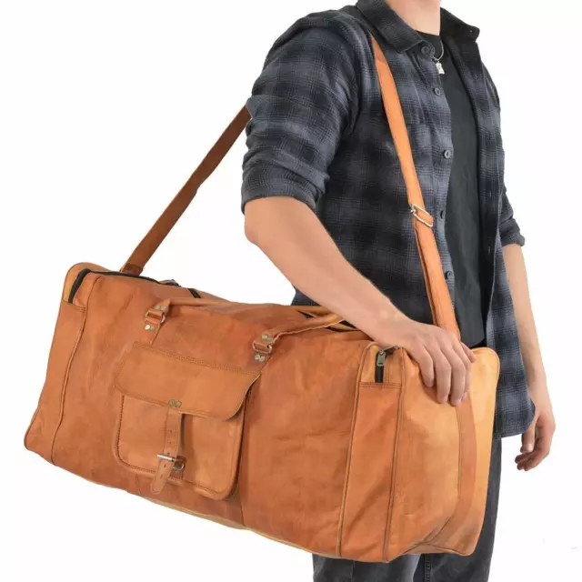 Men's Soft Leather Large Vintage Duffle Travel Gym Weekend Overnight Bag Holdall