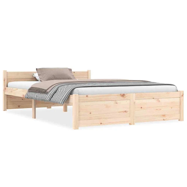 BED FRAME WITHOUT Mattress Solid Wood 135x190 cm Double Double £126.74