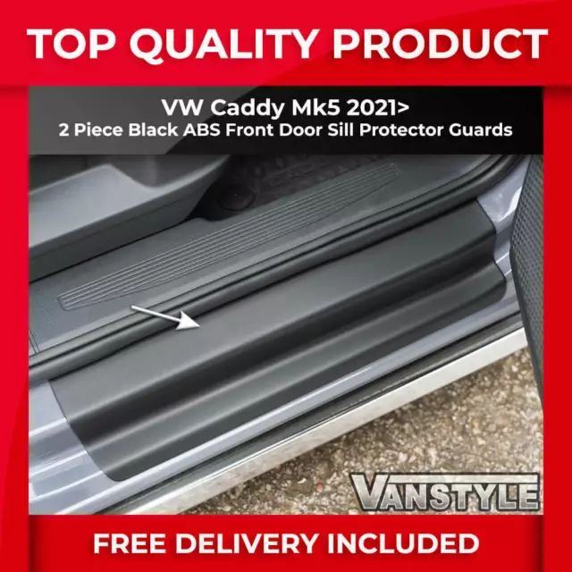 Fits Vw Caddy Mk5 21> 2Pc Black Door Entry Guard Sill Protector Kick Plate Cover