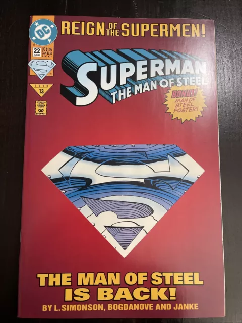 Superman: The Man of Steel #22 [Die-Cut] 1993, DC Reign Supermen * MINT * GEMS*
