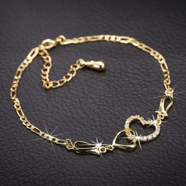 Gorgeous 18K Gold Zircon Crystal Bracelet Bangle Women  Jewelry Adjustable Hot