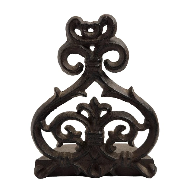 Door Stop Stay Holder Filagree Fleur De Lis Cast Iron 1 lb 12 oz