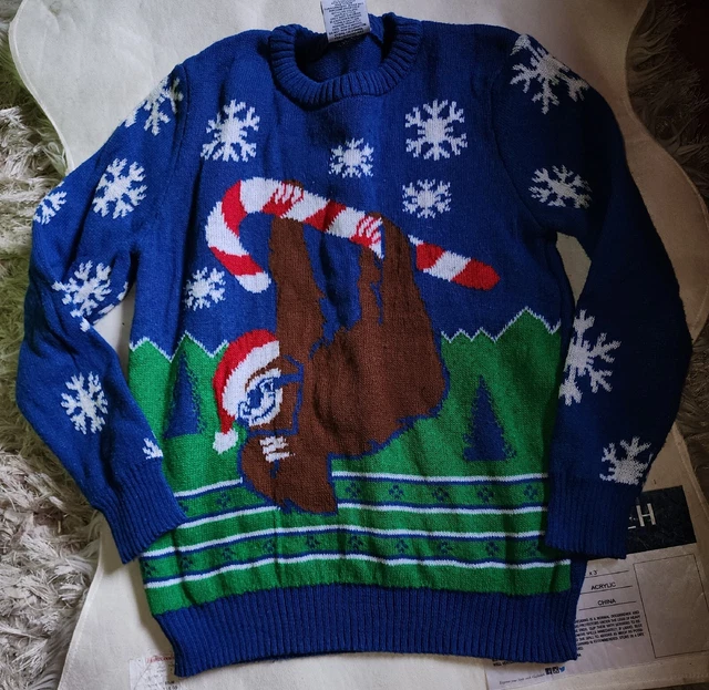 Ugly Christmas Sloth Sweater Small Kids Unisex