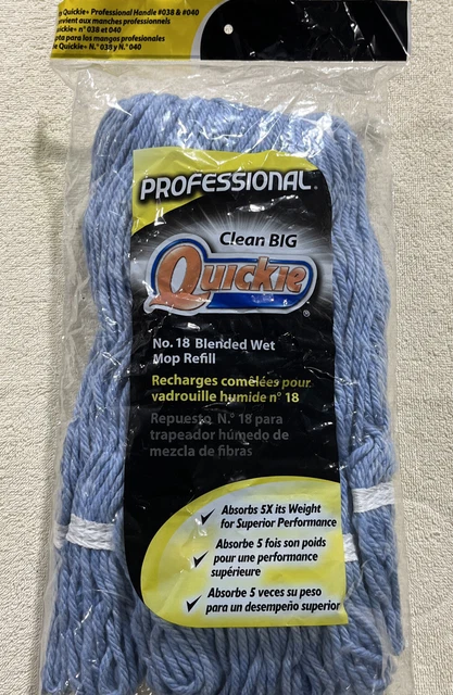 New Professional Clean Big Quickie Blue Blended Cotton #18 Wet Mop Refill Sealed