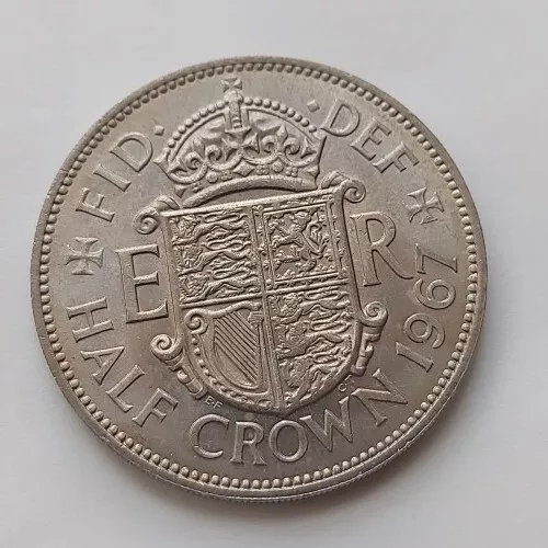 1967 Queen Elizabeth II Half Crown Coin Almost Uncirculated Condition