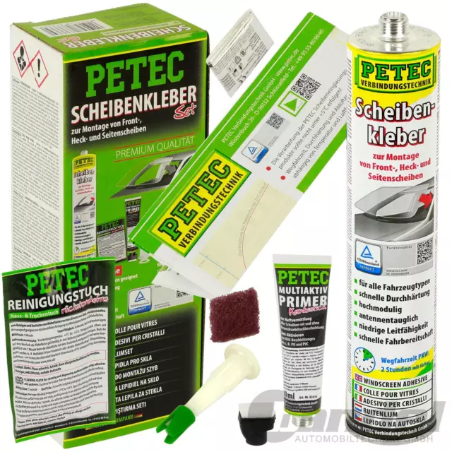 PETEC SCHEIBENKLEBER-SET AUTO KFZ PKW 310ml KARTUSCHE FRONTSCHEIBE HECKSCHEIBE