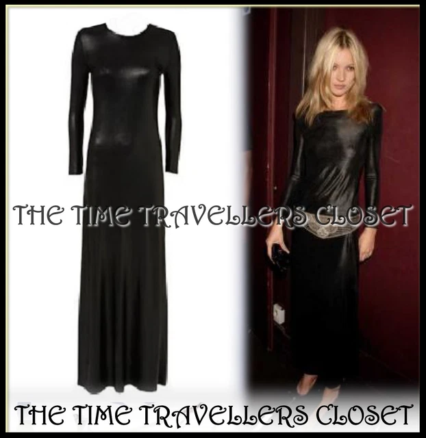 KATE MOSS TOPSHOP Black Sexy Silky Shiny Wet Look Stretch Maxi Dress Uk 12  40 8 67.49 - PicClick UK