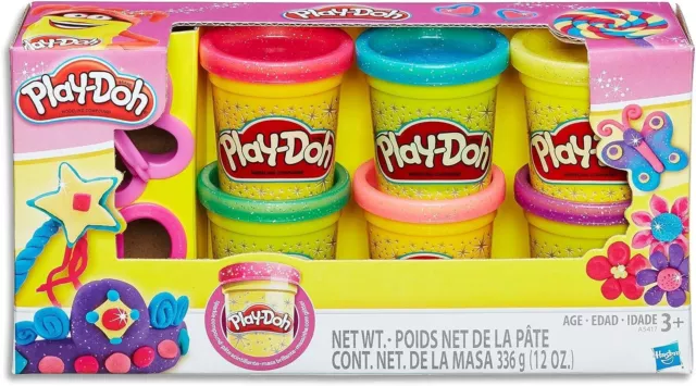 Play-Doh - Sparkle Compound Variety Pack - Inc Cutters & 6 Tubs of Dough Ages 3+