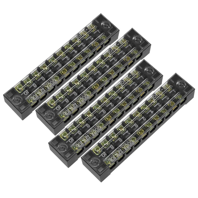 Sourcingmap 4 Pcs 8 Positions Dual Rows 600V 15A Wire Barrier Block Terminal Strip TB-1508L