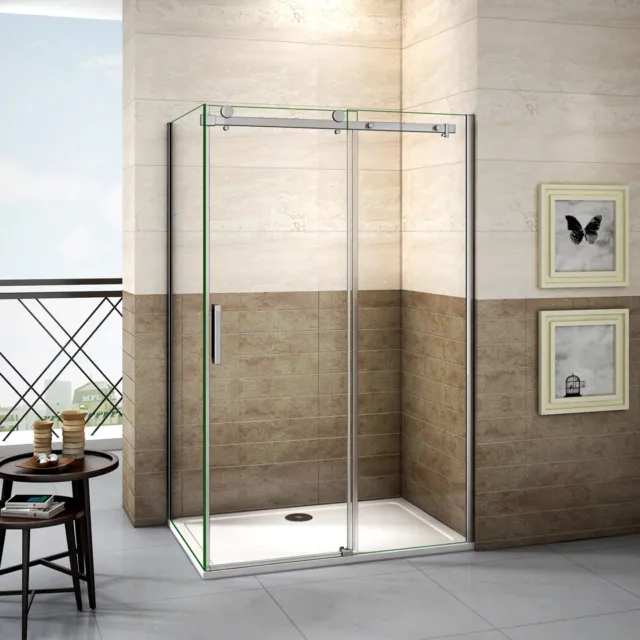 Luxury Frameless Sliding Shower Door Enclosure Easyclean Glass Screen Stone Tray