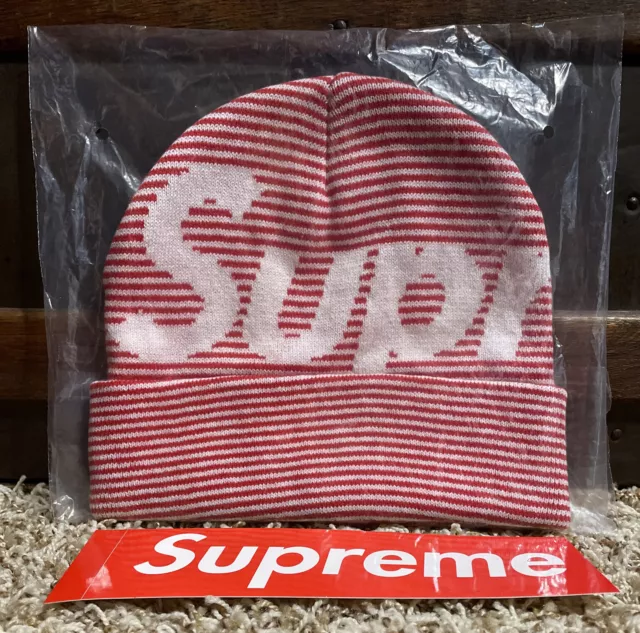 Supreme Big Logo Beanie -FW22 -RED STRIPE -SOLD OUT!