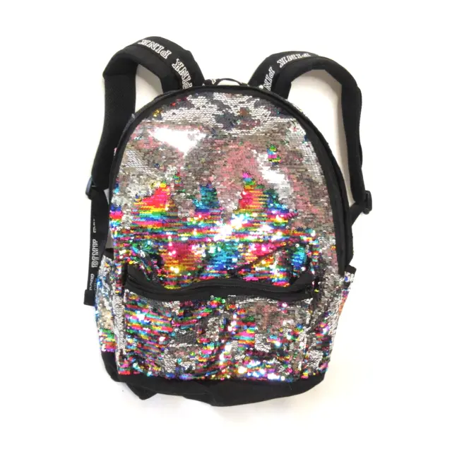Victoria's Secret Pink RAINBOW Backpack Campus Bookbag School Bag Pockets Zip