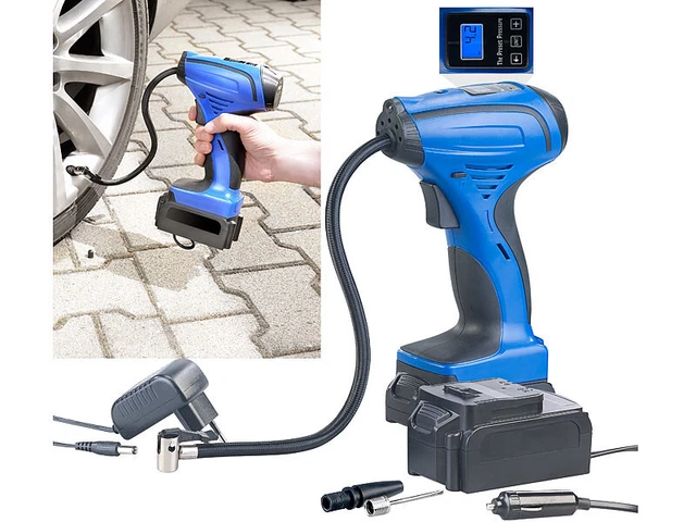 Compresseur d'air 12 V / 230 V sans fil avec manomètre à écran LCD ALP-120 - AGT