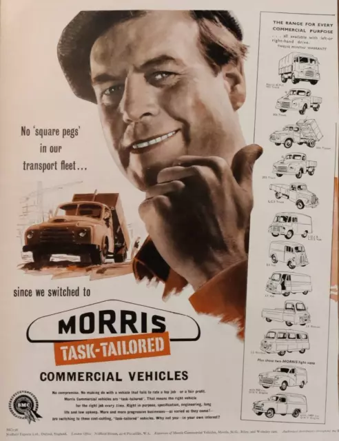 MORRIS task-Tailored Commercial Vehicles Print Ad orig 1957