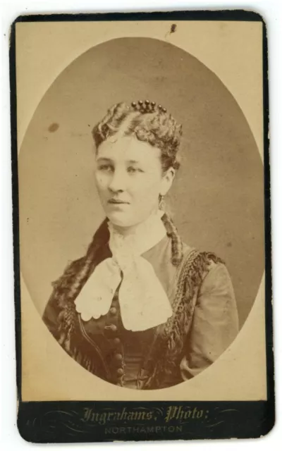 Antique CDV Circa 1870s Ingraham Bros. Gorgeous Woman in Dress Northampton, MA