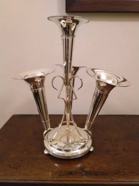 Silver Plate Epergne English with four Flutes