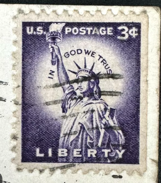 US POSTAGE 3c LIBERTY STAMP on POSTCARD - 1960 - HOUSTON TX