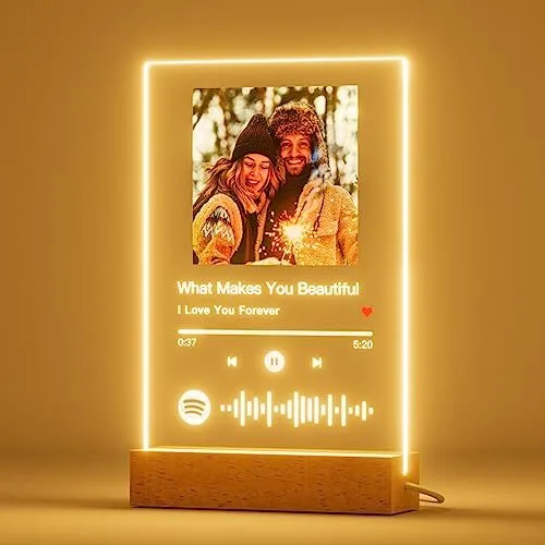 Veilleuse Spotify Personnalisé,Plaque Lampe Spotify Glass