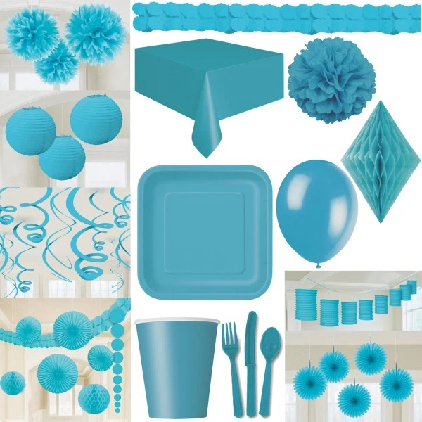 Türkise Partydeko Kinder Geburtstag Hochzeit Sommerparty Gartenparty türkis Set