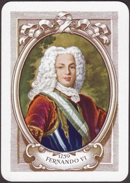 Playing Cards Single Card Old Vintage Wide FERNANDO VI 1759 King Spain ROYAL Art