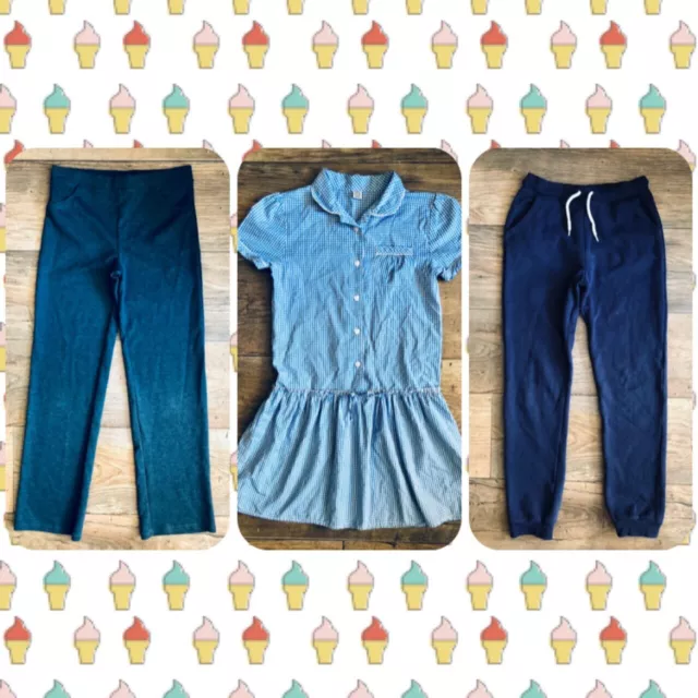 Girls School Uniform Set Bundle (Dress, PE and Trousers) Back To School. Age 10