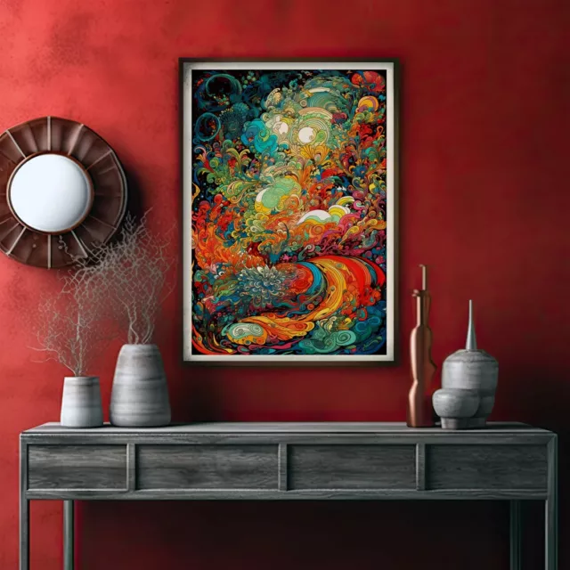 Psychedelic Weird Trippy Painting Wall Art poster Choose your Size