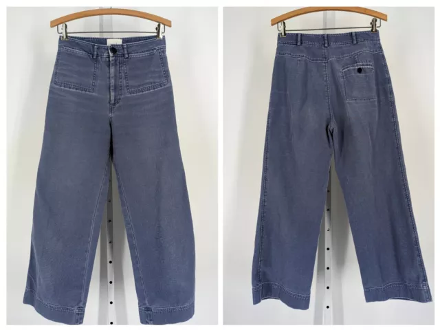 Steven Alan Faded Indigo Workwear Chino Canvas Denim Artist Wideleg Pant Trouser