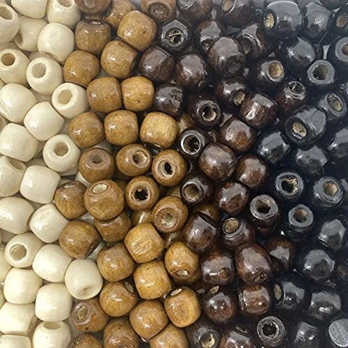 500 Multicolor Naturals Large Hole Macrame Wood Beads 12mm x 10mm Diameter 5.5mm