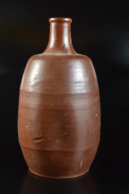 M2483: Japanese Old Tamba-ware Youhen pattern Shapely FLOWER VASE Ikebana
