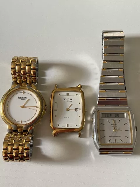 Tre orologi vintage quartz watch LAURENS - LORENZ - SEIKO H557-5310